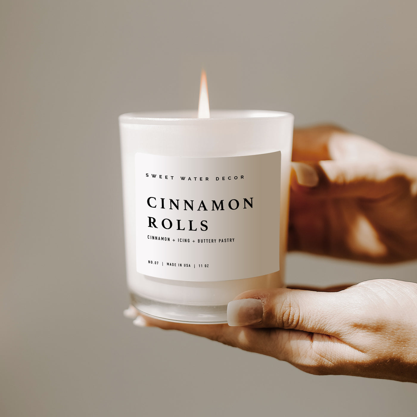 Cinnamon Rolls Soy Candle - White Jar - 11 oz - Sweet Water Decor - Candles