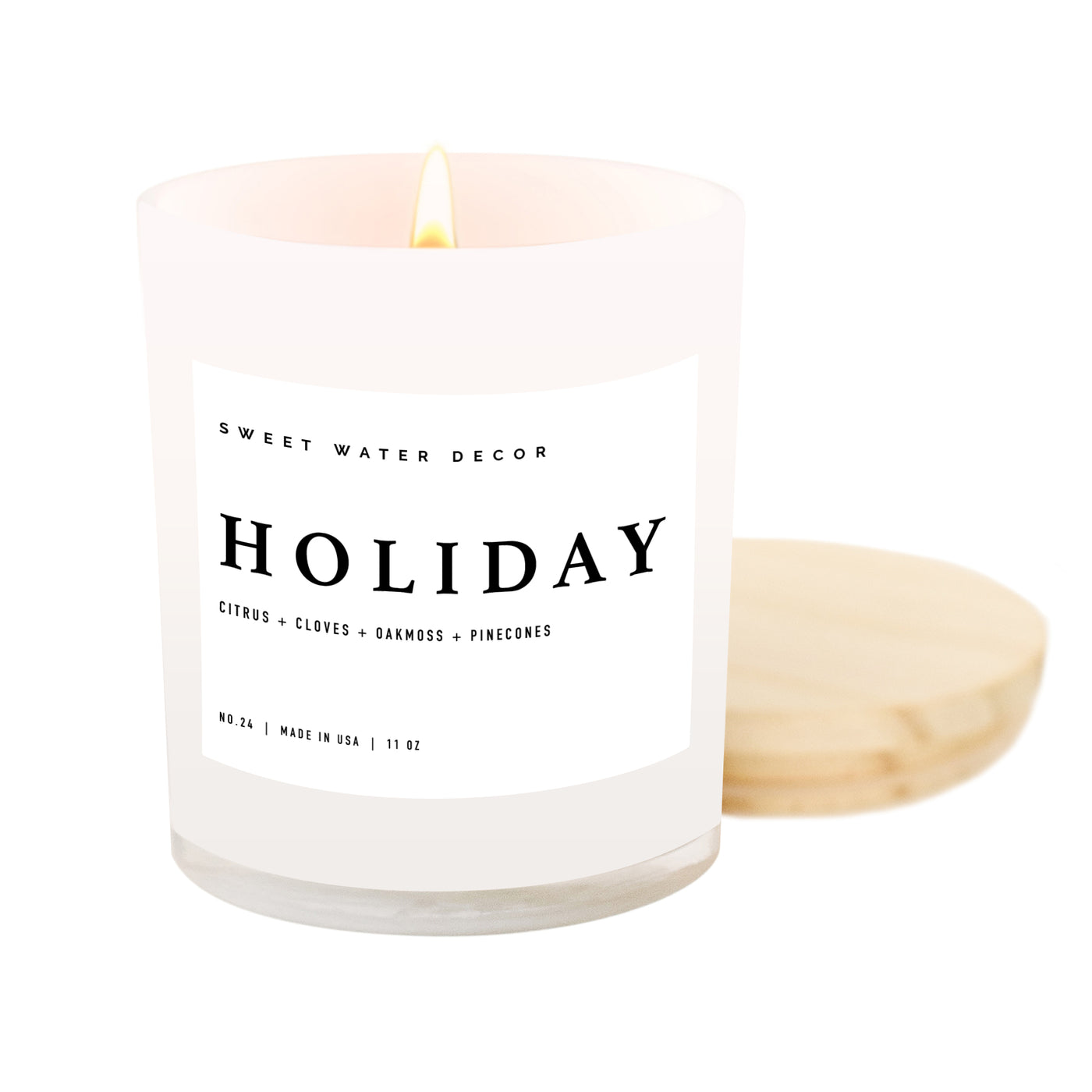 Holiday Soy Candle - White Jar - 11 oz - Sweet Water Decor - Candles